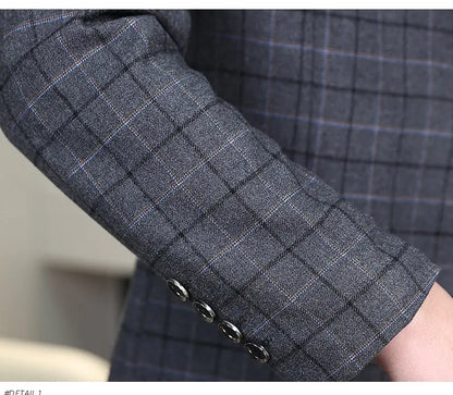 High-quality Men's Stylish and Trendy Business Checkered Single-Piece Western-Style Casual, Fashionable and Form-Fitting Small S