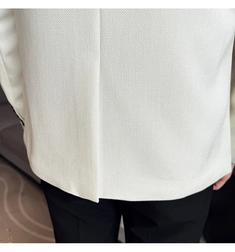 Chinese Style Collarless Suit Jacket Men Fashion Slim Fit Versatile Blazers Male Casual Business Wedding Groom Dress Jacket 2025