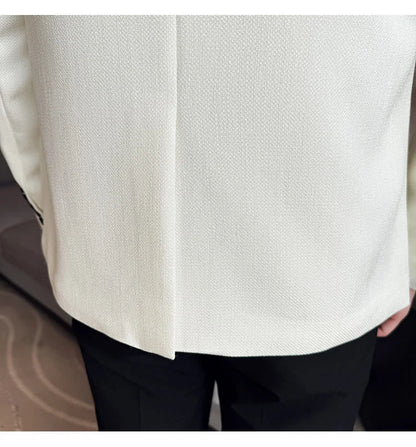 Chinese Style Collarless Suit Jacket Men Fashion Slim Fit Versatile Blazers Male Casual Business Wedding Groom Dress Jacket 2025