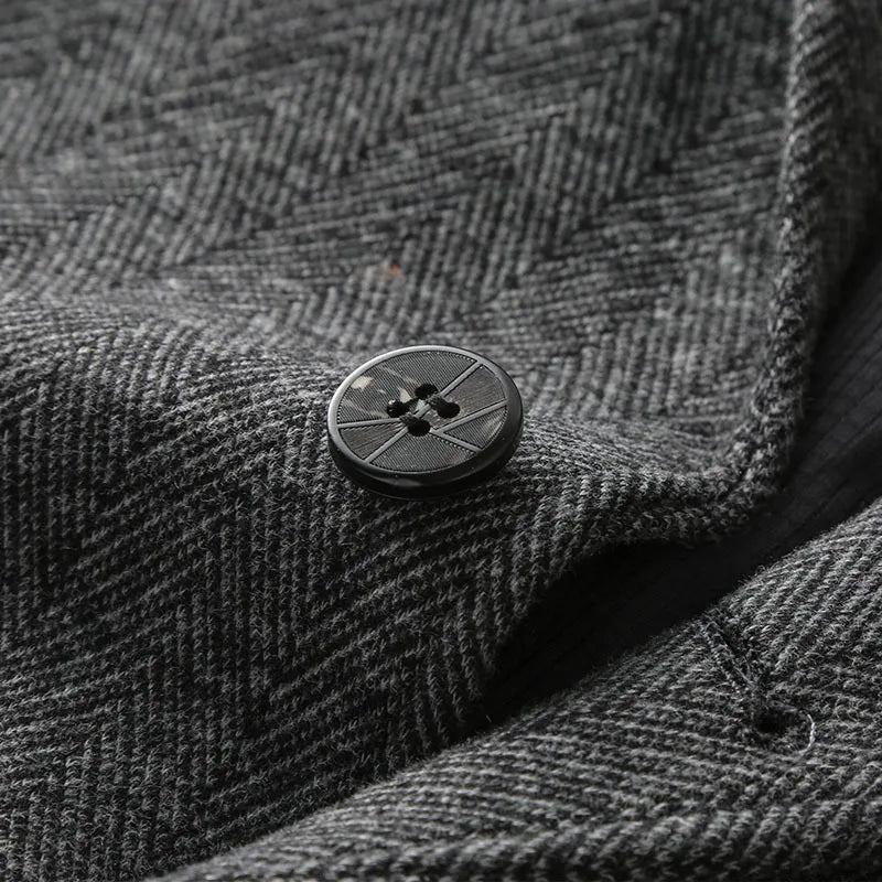 KIDWHXR Man Suit Coat Non-ironing Striped Turn Down Collar Male Outerwear Slim Long Sleeve Pocket Business Casual Men Blazer