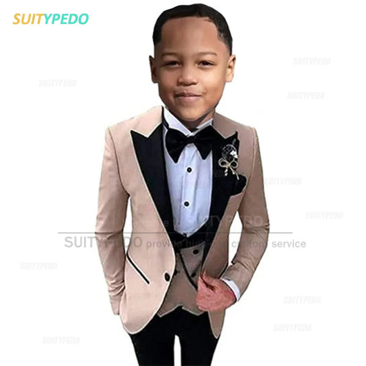 Boys 3-Piece Suit Double Breasted Formal Outfit for Kids – All-Season Tailored Wedding & Party Look