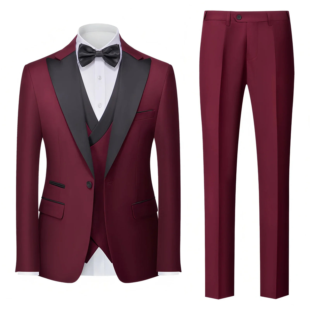 Men's Suit 3 Pieces Set Slim Fit Business Leisure Banquet Wedding Groom Dress Jacket Vest with Pants