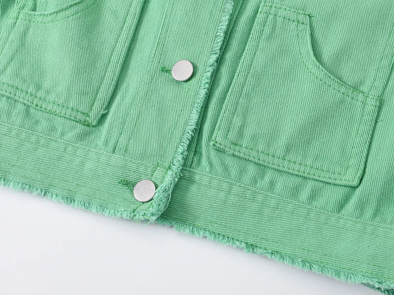 Autumn Women Denim Vests Sleeveless Waistcoat Students Casual Sleeveless Tops Jeans Jackets Pink Yellow White Orange Green 5XL