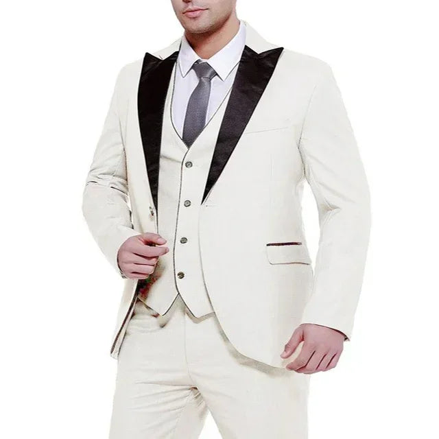 Elegant Champagne Wedding Men Suit Groom Tuxedo Slim Fit Prom Blazer Hombre Casual High Quality Custom 3 Piece Set Costume Homme