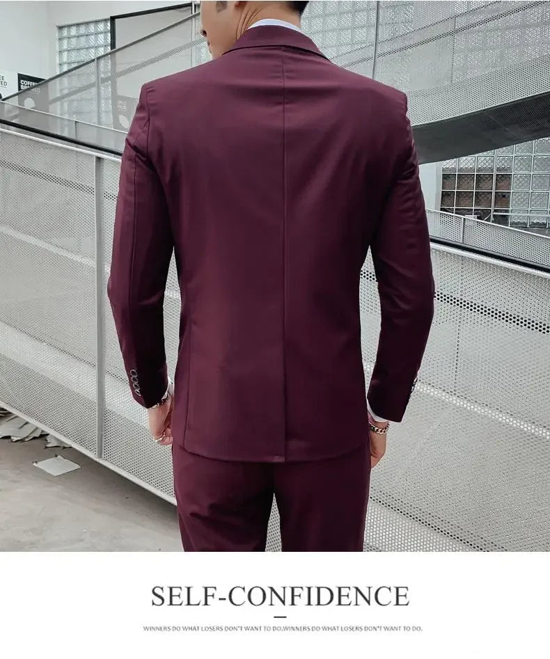 Men's Three-Piece Slim Fit Suit | Blazer, Waistcoat & Trousers for Formal and Business Occasions