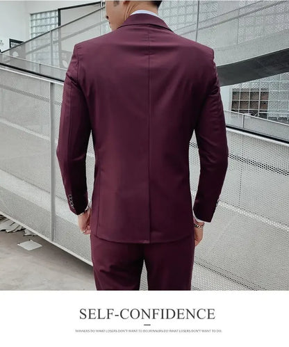 Men's Three-Piece Slim Fit Suit | Blazer, Waistcoat & Trousers for Formal and Business Occasions