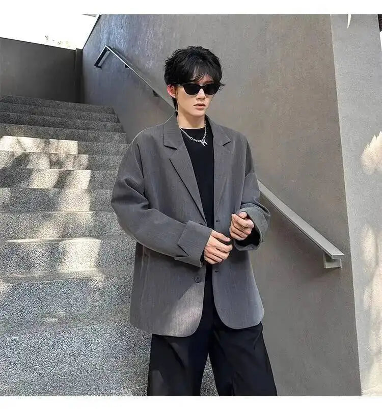 Men's Handsome Loose Casual Blazer Jacket Fashion Elegant 2026 New High Quality Stylish Social Solid Color Clothes JY7595