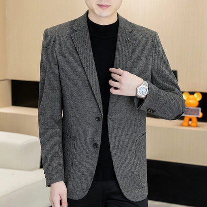 Men's Blazer Single Breasted Smart Casual Grey Coffee Spring Autumn