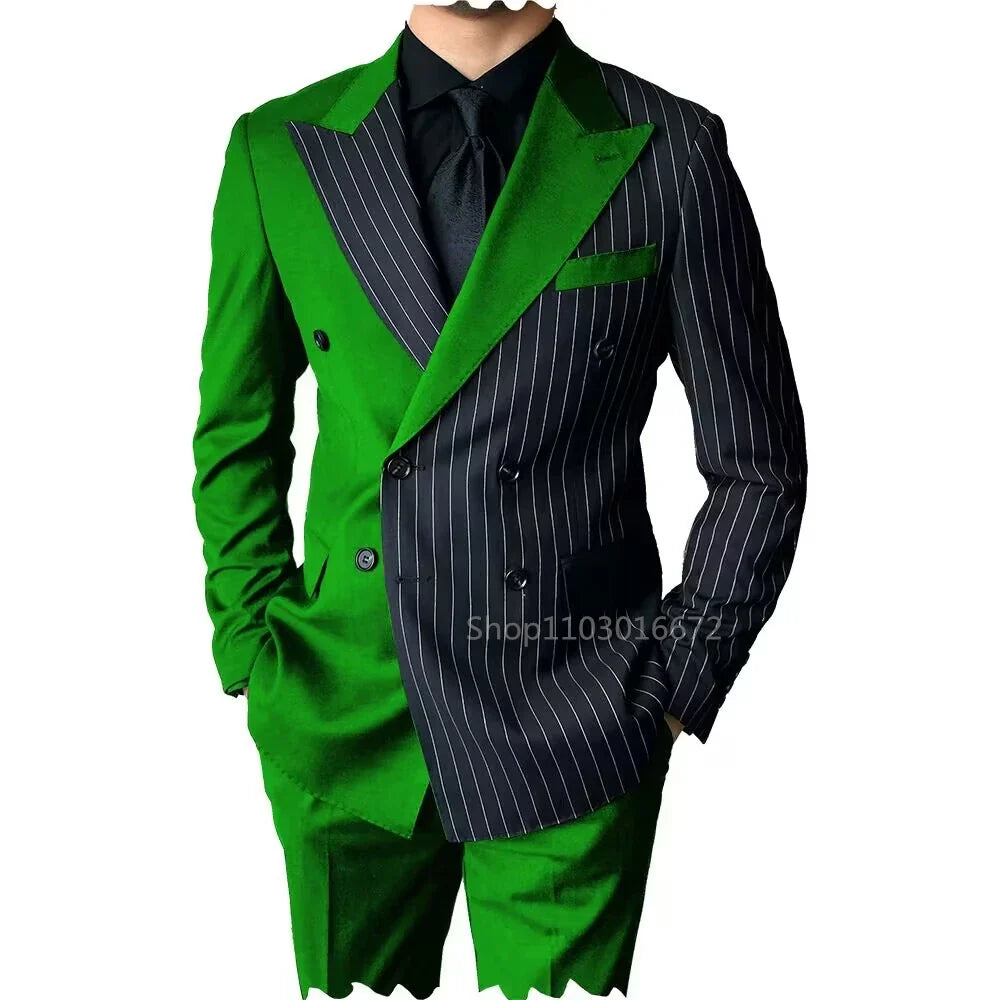 2 Piece Men's Wedding Suits Groom Tuxedos with Peak Lapel Double Breasted Blazer And Pants Set for Prom Business Costume Homme