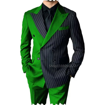 2 Piece Men's Wedding Suits Groom Tuxedos with Peak Lapel Double Breasted Blazer And Pants Set for Prom Business Costume Homme