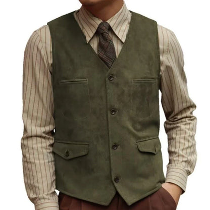 Men Vest Single Button Velvet Waistcoat for Wedding Banquet and Business Formal