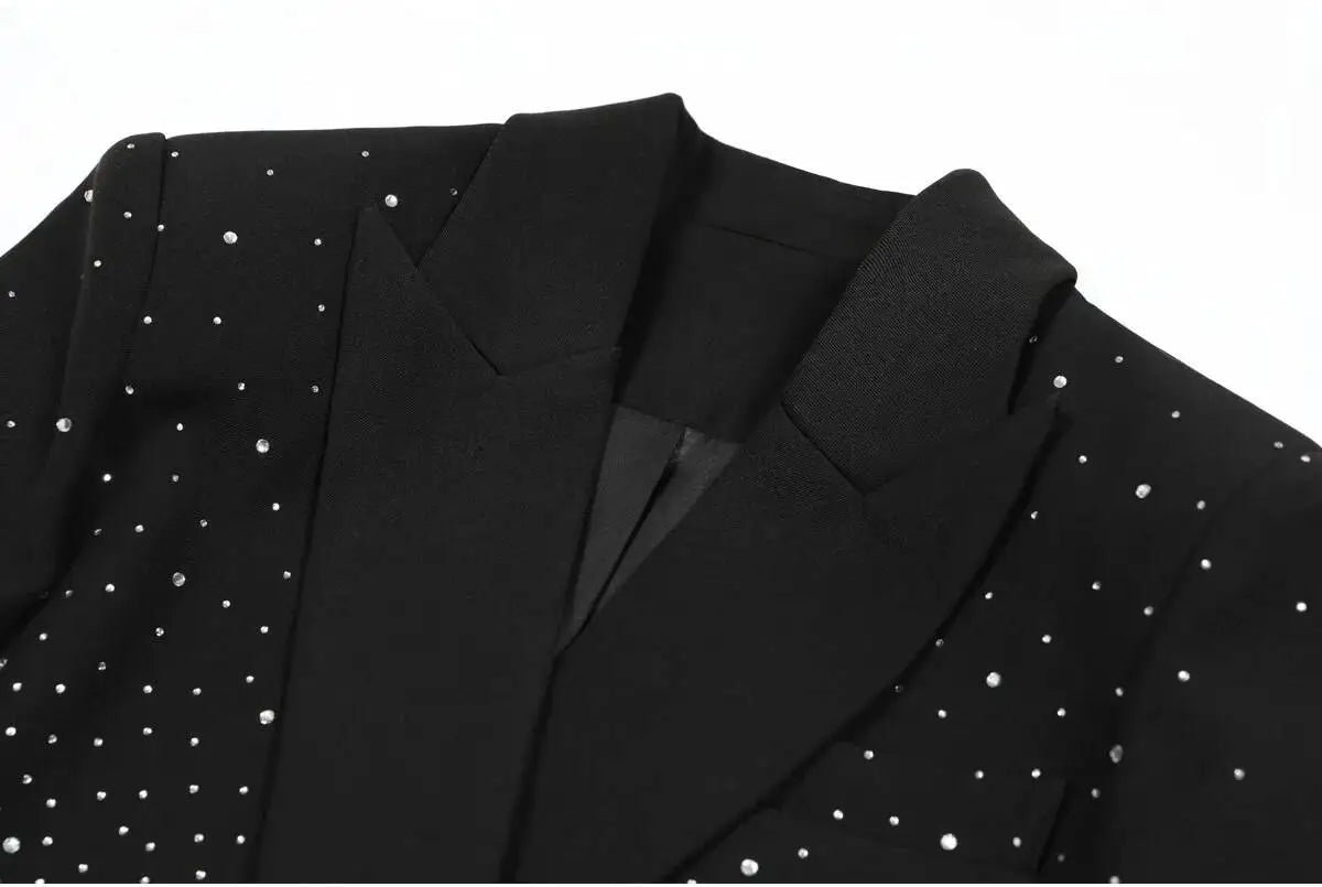 Spring Autumn New Women Niche Design Streetwear Stylish Blazer Fashion Decorated Diamonds Versatile Slimming Jackets HK9494
