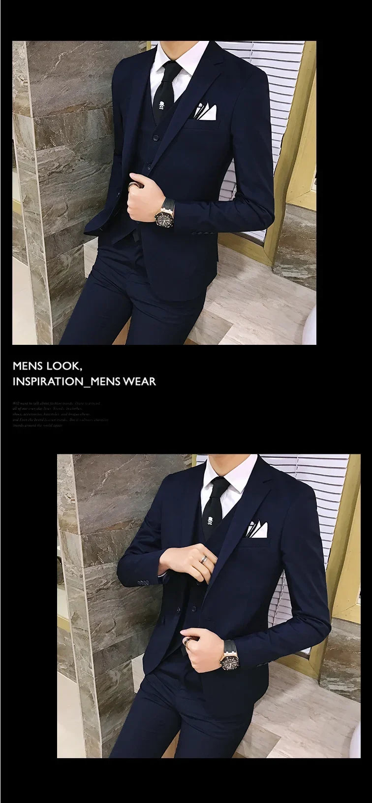 Men's Slim Fit 3-Piece Suit – Blazer, Vest & Pants for Business, Wedding & Smart Casual Wear