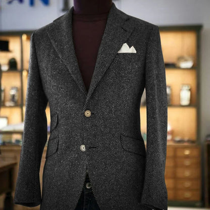 Men's Herringbone Slim Fit Suit Jacket Single Breasted Business Blazer Casual Fashion Outerwear Comfortable Elegant Mens