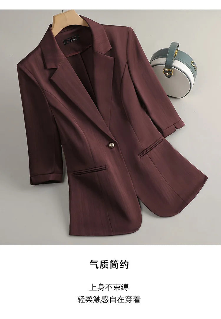 Elegant Women 2025 Spring Summer Professional Suit OL Business Interview Manager Commuting Work Wear Blazer And Pants Sets