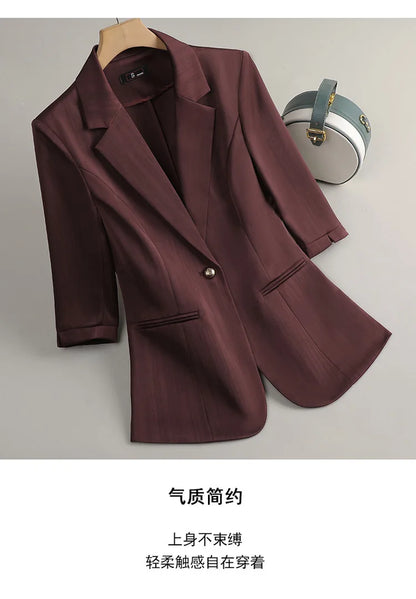 Elegant Women 2025 Spring Summer Professional Suit OL Business Interview Manager Commuting Work Wear Blazer And Pants Sets