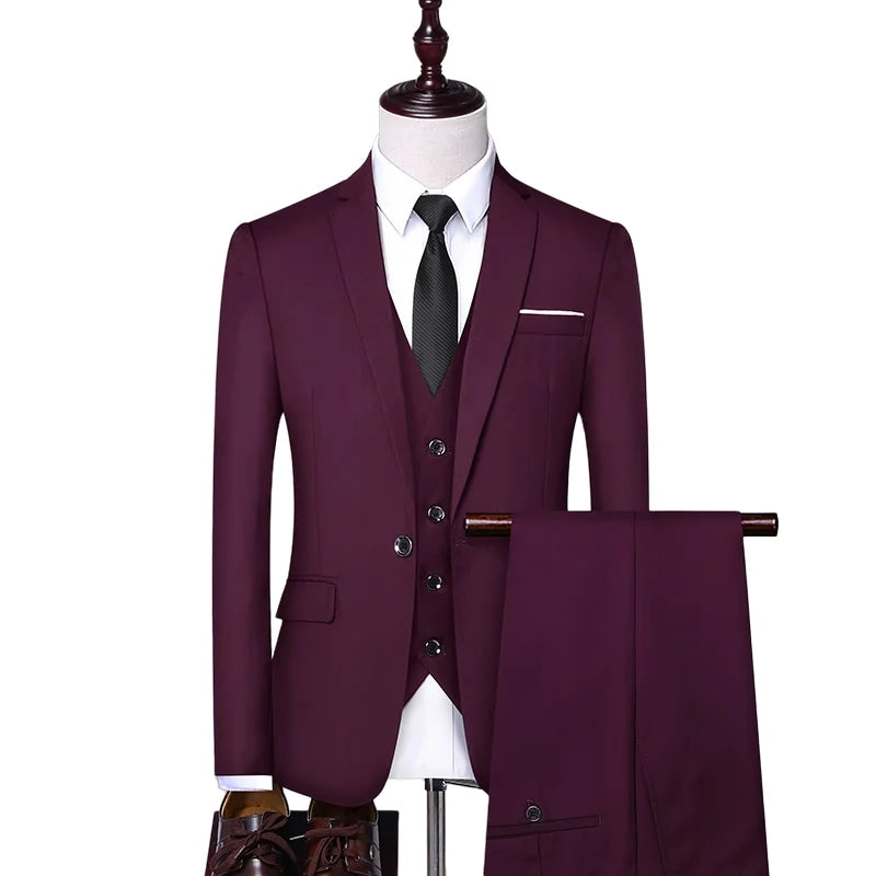 Men's Slim Fit Suit – Smart Casual Single Breasted Office & Wedding Suit