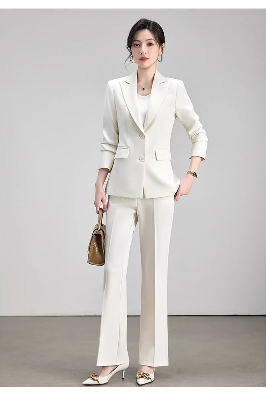 Ladies Office Formal Trousers Suit for Women Autumn Elegant Long Sleeve Blazer and Pants Twe Pieces Matching Sets Outfits