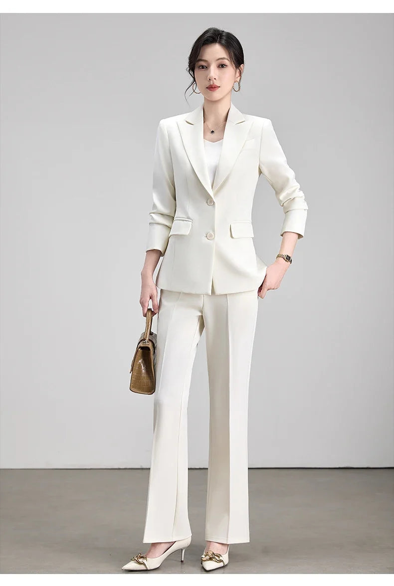 Ladies Office Formal Trousers Suit for Women Autumn Elegant Long Sleeve Blazer and Pants Twe Pieces Matching Sets Outfits