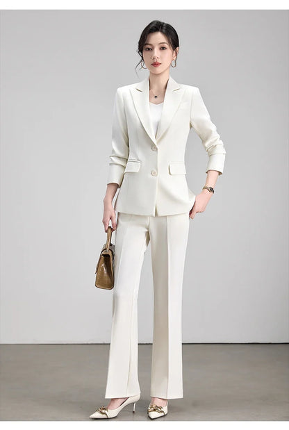 Ladies Office Formal Trousers Suit for Women Autumn Elegant Long Sleeve Blazer and Pants Twe Pieces Matching Sets Outfits