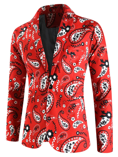 Man Suit Jacket Blazer Casaco Masculino Elegante 2025 High Quality Paisley Floral Printed Party Mens Suits Vestones Para Hombre