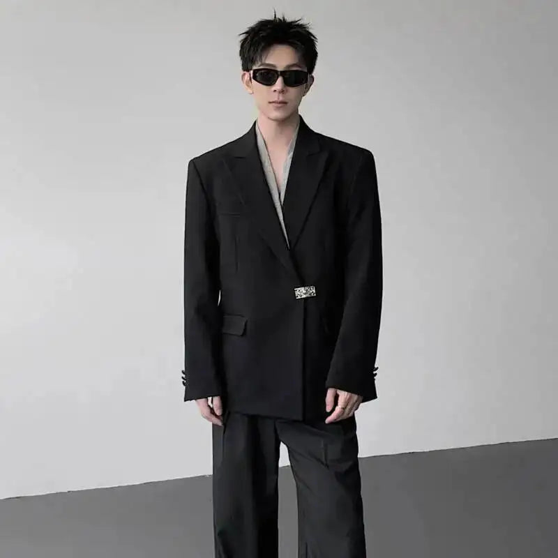 Metal Placket 2025 Buckle New Casual Blazer Fashion Jacket Men's Original Elegant Korean Handsome Jacket Original JY7386