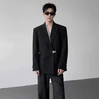 Metal Placket 2025 Buckle New Casual Blazer Fashion Jacket Men's Original Elegant Korean Handsome Jacket Original JY7386