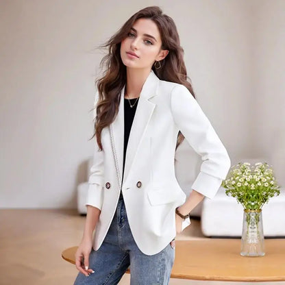 Spring 2025 Fashion Outerwears Blazer Mujer Woman New In Coats Casaco Feminino Double Breasted Office Lady Blazers Jackets Tops