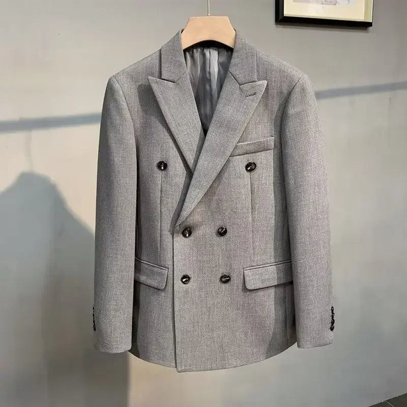 Men's Double Breasted Blazer Korean Style for Banquet and Business