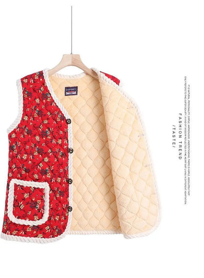 Fashion Thicken Fleece Jacket Women's Vest Open Cardigan Outerwear Loose Autumn Winter New Cotton Waistcoat