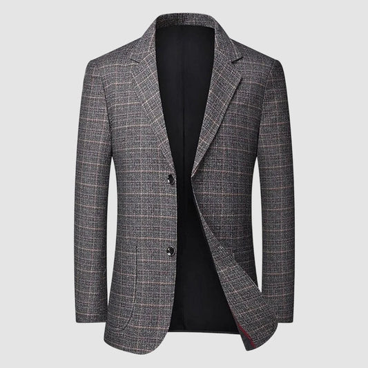 High-End Men's Fashionable Grid Suit Jacket Versatile Trendy Elderly Men's Single-Breasted Elegant Outerwear