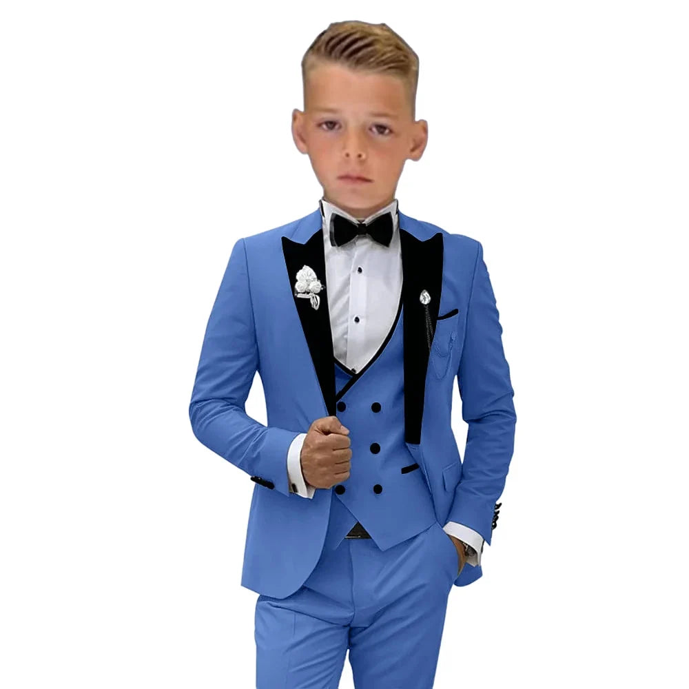 Boys 4-Piece Formal Suit Set – Slim Fit Blazer, Vest, Pants & Bow Tie for Weddings & Graduations