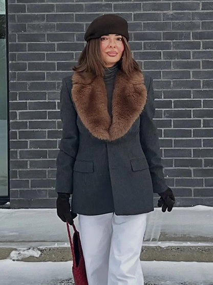 Woman Spring Fashion Casual Coats Solid Turn-Down Collar Long Sleeves Pockets Single Breasted Female Street Style Blazers