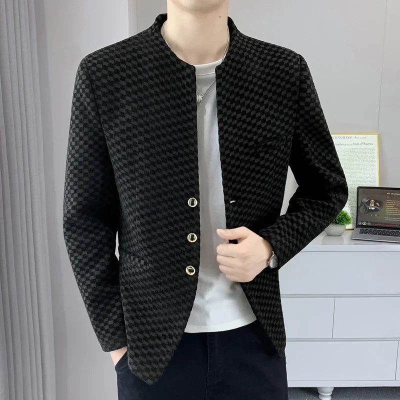 Blazer Fashionable Outdoor Travel Trend Gentleman Youthful Wedding Versatile Host Casual Korean Style Checkered Men's Blazer