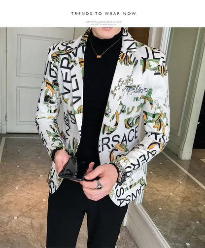 Men's Blazer Suit Jacket 2025 Spring New Fashion Korean Slim Suit Jacket Social Prom Dress Jacket Men's High Quality Clothing