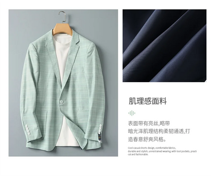 2025 Autumn Casual Business Suit Jacket for Men Slim Fit Plaid Social Office Blazers Men Wedding Groon Dress Coats Men Clothing