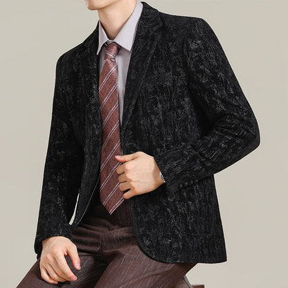 High Quality Autumn Men's Slim Fit Suit Jacket Fashion Plush Jacquard Casual Suit Jacket Street Wear Social Business Blazers 5XL