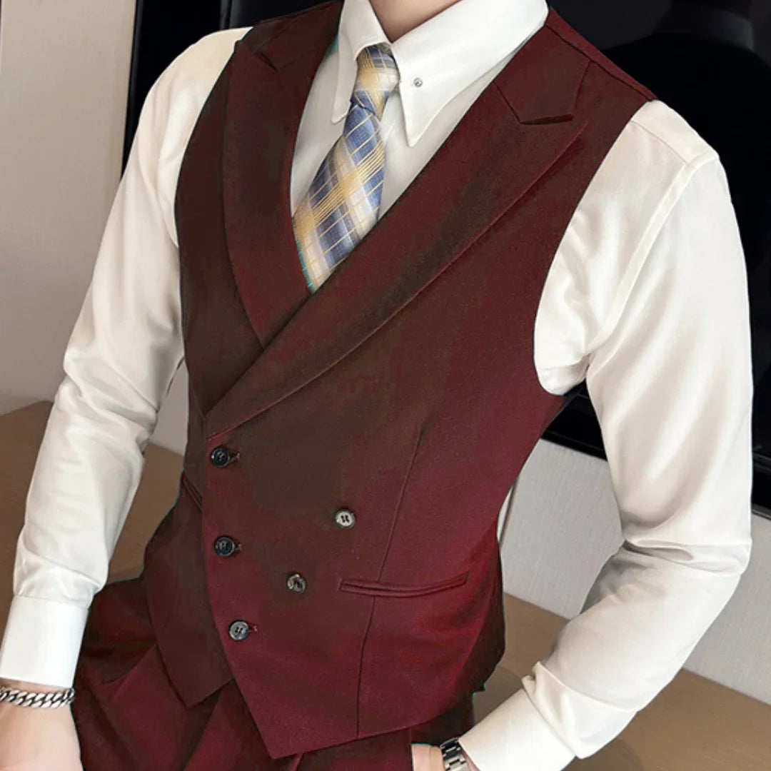 Men's Formal Vest Double Breasted Lapel Waistcoat for Weddings & Business
