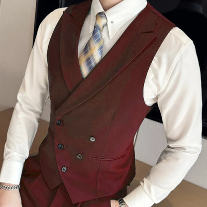 Men's Formal Vest Double Breasted Lapel Waistcoat for Weddings & Business