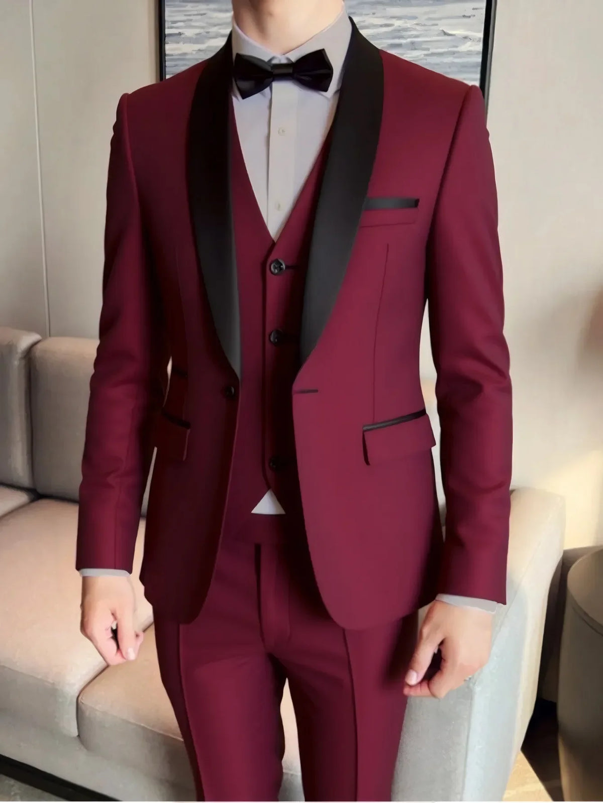 Beige Suit Men Business Tuxedos Formal 3 Piece Set Jacket Vest Pants Single Breasted Groom Groomsman Prom Wedding Party 2025 New