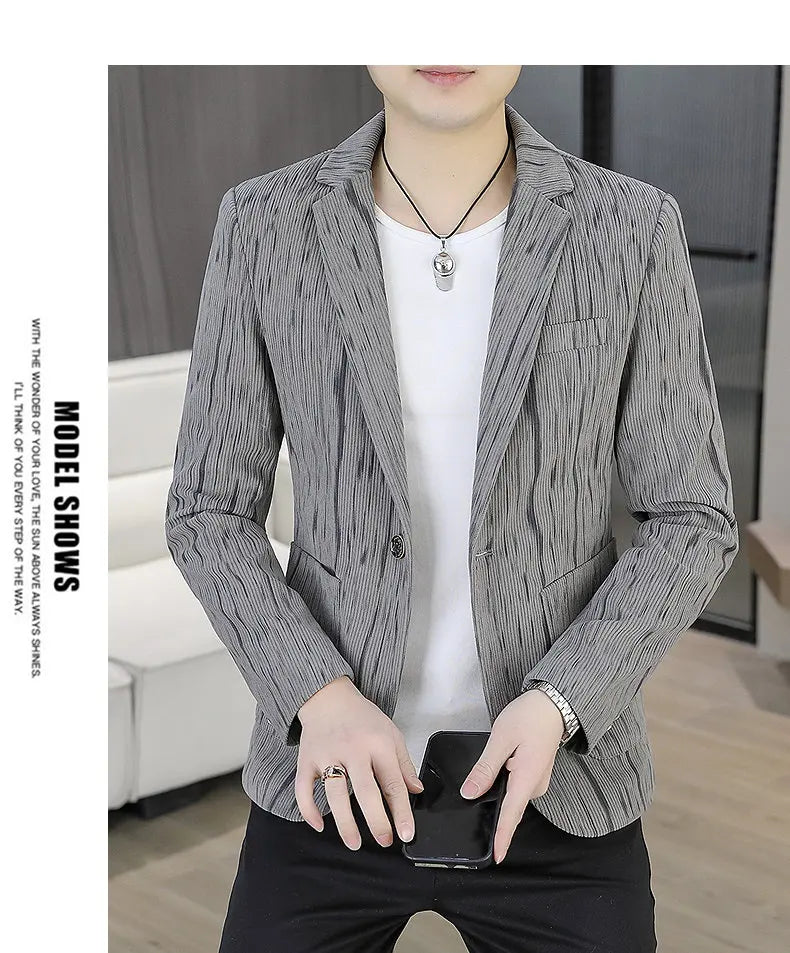 Blazer Men's Fashion Outdoor Travel Gentleman Wedding Slimming Business Versatile Trendy Casual Korean-style Formal Wear Blazer