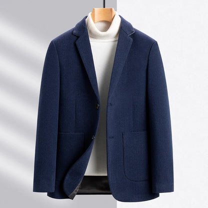 Men's Wool Blend Single-Breasted Blazer for Business and Smart Casual Wear