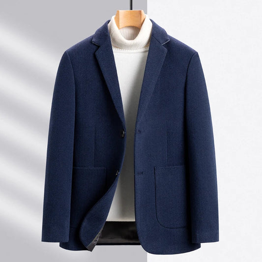 Men's Wool Blend Single-Breasted Blazer for Business and Smart Casual Wear
