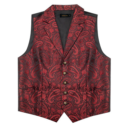 Men's Paisley Suit Vest Set with Tie, Pocket Square & Cufflinks for Wedding & Formal Events