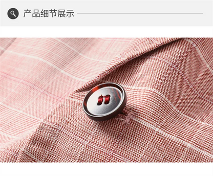 2025 Autumn Casual Business Suit Jacket for Men Slim Fit Plaid Social Office Blazers Men Wedding Groon Dress Coats Men Clothing