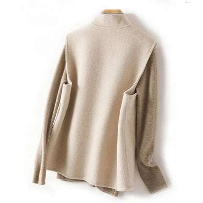 Woolen Vest Women's Standing Neck Button Chinese Style Loose Versatile Thin Wool Vest Outerwear Coat Sleeveless Jacket For Women