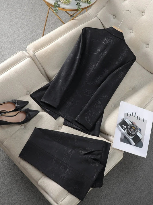 2026 fashionable and elegant autumn and winter new professional womens suit, slim two-piece jacket + pants,