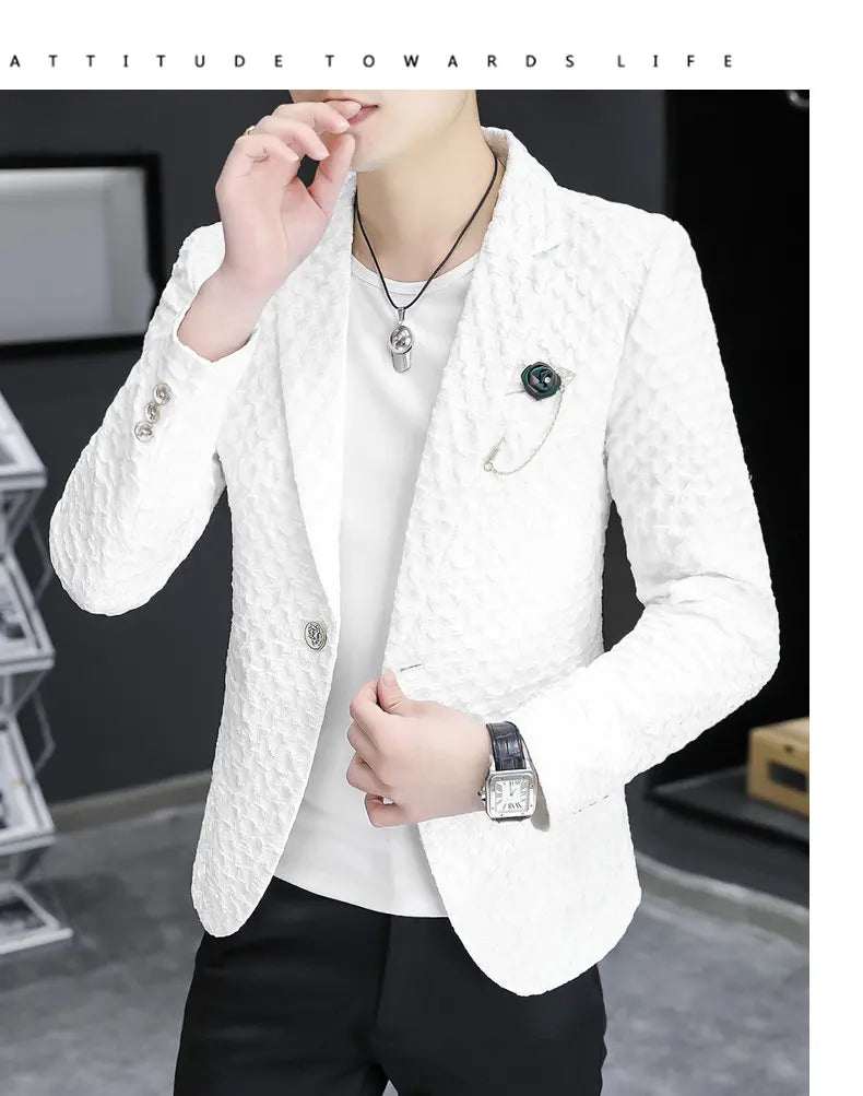Blazer Men's Fashion Outdoor Travel Gentleman Wedding Slimming Business Versatile Trendy Casual Korean-style Formal Wear Blazer