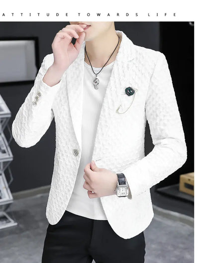 Blazer Men's Fashion Outdoor Travel Gentleman Wedding Slimming Business Versatile Trendy Casual Korean-style Formal Wear Blazer