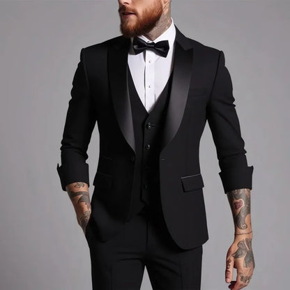 High-quality, fashionable and stylish new business casual suit set for men, men's wedding dress suit set of three pieces
